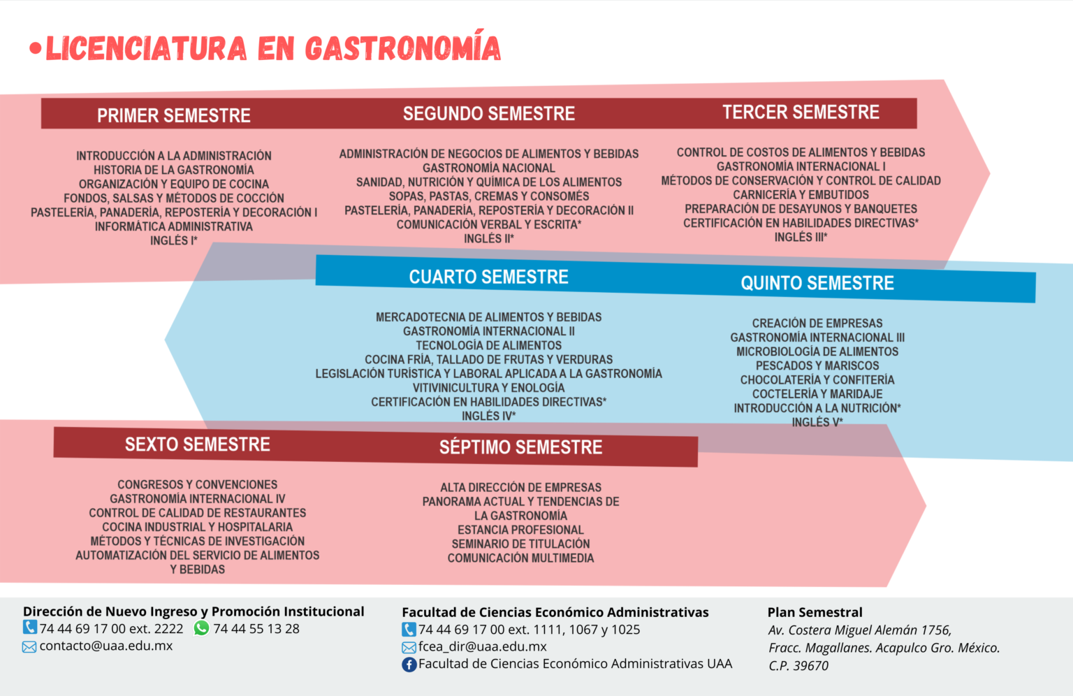 Universidad Americana de Acapulco - plan de estudio de gastronomia