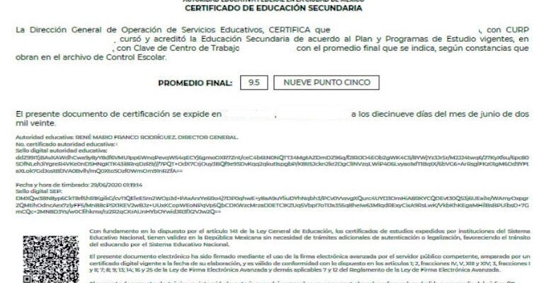 SEP certificado de secundaria en línea